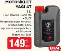 MOTOSİKLET YAĞI 4 T 1 L